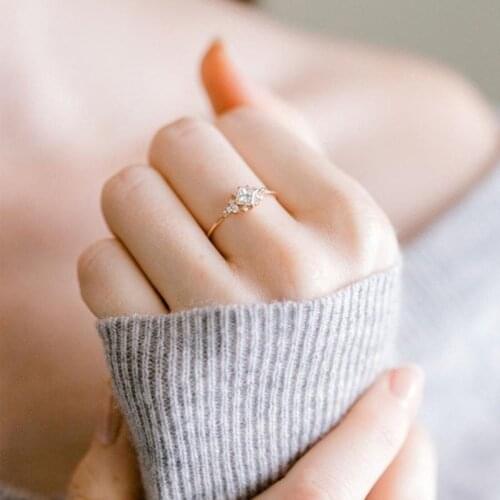 Trendy Crystal Tiny Baguette Engagement Ring White Zircon Cubic elegant Stacking Ring Dainty Ring Stackable Ring Gift For Women
