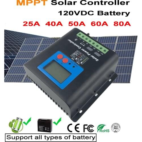 25A 120V MPPT Solar Charge Controller,110V or 120V Battery Regulator 25A for 3000W PV Solar Panels Modules, LED&LCD Display