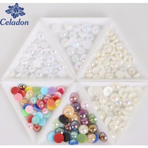 Hot ! Multi-size/Color Handcraft ABS Half Round Flatback Imitation Pearl Beads No Hole for DIY Jewelry Finding Making