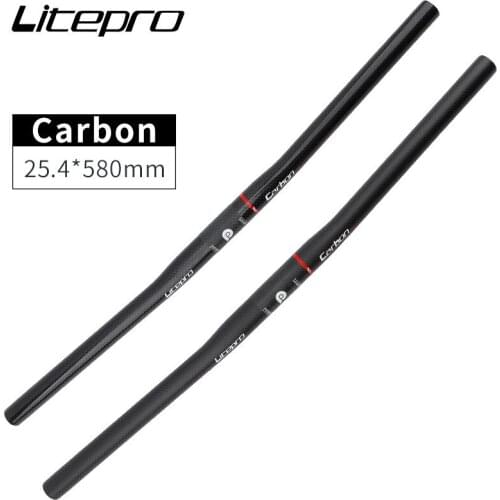 Litepro Carbon Fiber Bike Handlebar 25.4mm *580mm Flat Horizontal Handlebar For Folding Bike Part Gloss/Matte