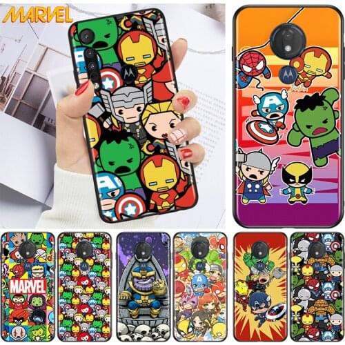 Marvel cartoon cute for Motorola G9 G8 G E7 E6 One Play Marco Hyper Fusion Stylus Power Edge Plus Black Phone Case