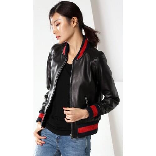 Moto Laides Bliker Sheepskin Coat Female Genuine Leather Jacket Women Winter Autumn Clothes Real Leather Coat LW255772