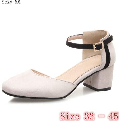 Low High Heels Women D'Orsay Pumps High Heel Shoes Stiletto Woman Wedding Shoes Small Plus Size 32 - 40 41 42 43 44 45