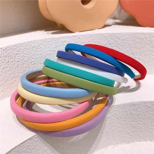 2021 New Childrens Personality Simple Candy Color Sponge Hairband Headdress Fashion Sweet Girl Princess Hair Accessories