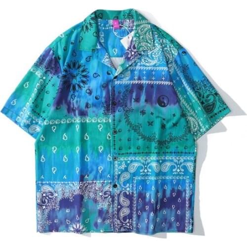 New Kiryaquy Men Tie dye Green Paisley West Coast CRIPS BLOODS Fashion Cotton Casual Shirts Shirt high quality Pocket D24