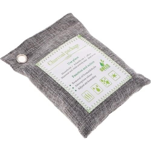 Activated Bamboo Charcoal Air Freshener Odor Deodorant Bag Gray for Office