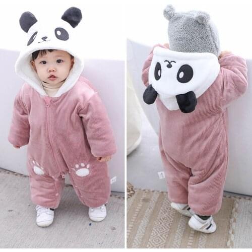 Newborn Baby Coat Winter Jackets For Baby Cartoon Romper Baby Girls Boys Warm Hoodednfant Cotton Jumpsuit Baby Boy Costume