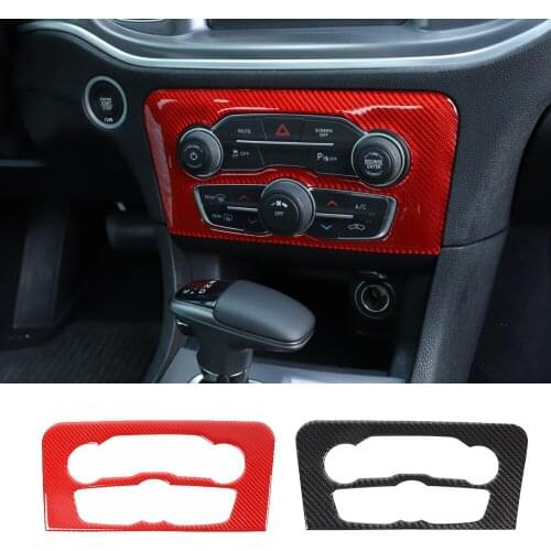 Soft Carbon Fiber Audio Switch Panel Cover Volume Air Conditioner AC Trim For Dodge Charger 2015-2021 Car Accessories Interior
