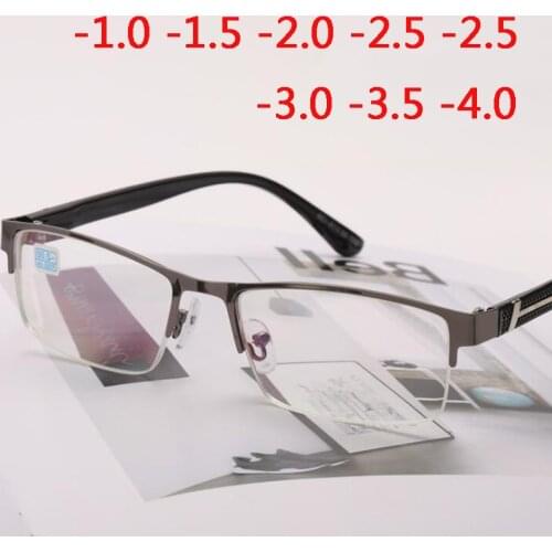 Half Metal Frame ultra-light Nearsighted Glasses Resin Lens Unisex Shortsighted Myopia Flat mirror -1.0 -1.5 -2.0 -2.5 -3.0 -4.0