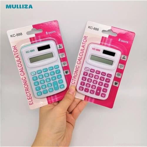 8 Digits Mini Portable Fashion Calculator For Students Color Cute Cartoon Type Home School Financial Tools Random Color