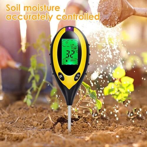 Professional Soil PH Meter 4 In1 LCD Temperature Solar Moisture PH Garden Soil Tester LCD Display