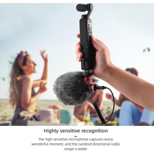 Wired Condenser Microphone Live Vlog Video Recording Windproof Mic for DJI Pocket 2 Do-It-All Handle Gimbal Camera Accessory