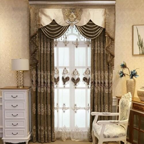 Luxury Light High-end New Jacquard Embroidery Curtains for Living Room Bedroom Dining Room Curtains Tulle Luxury Valance Custom