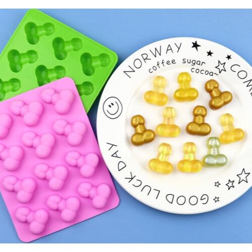 12 Holes 3D Sexy Penis Silicone Cake Mold Dick Ice Cube Tray DIY Chocolate Molds Birthday Party Cake Decoration