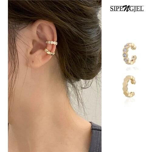 SIPENGJEL Diamond-shaped Zircon Clip Earring Simple Ear cuffs No Piercing Fake Cartilage Earrings For Women Jewelry 2021