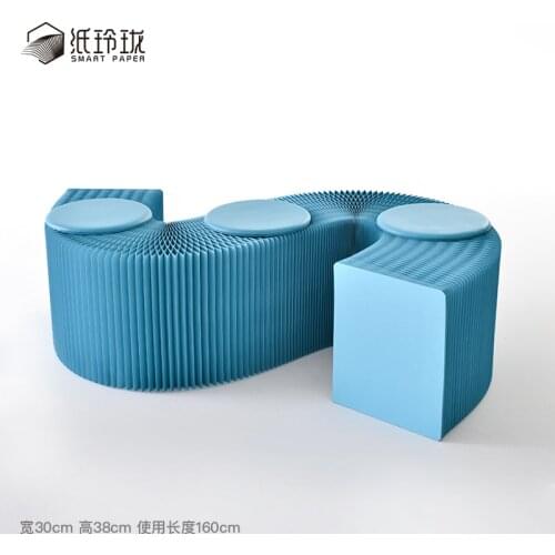 Folding Retractable Creative Paper Sofa Portable Space Saving Furniture Chair Living Room Paper Bench Pouffe Folding Stool