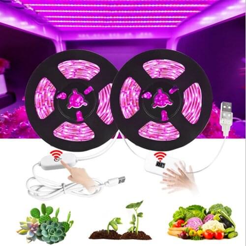 LED Grow Light Strip Full Spectrum 5V USB 2835 60LEDs/m Tape Phyto Lamp For Plants Greenhouse Hydroponic Growing 1M 2M 3M 4M 5M