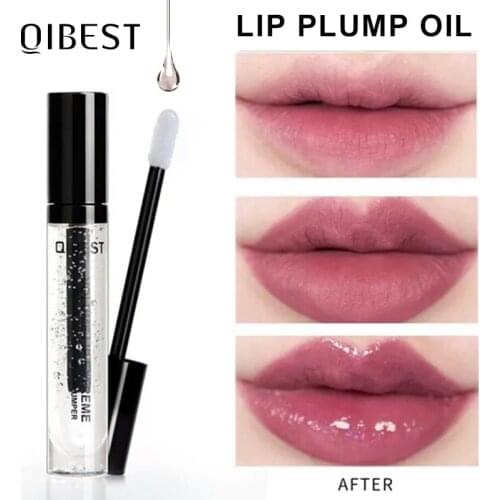 QIBEST Moisturizer Lip Plumper Volume Lip Gloss Long Lasting Sexy Lips Transparent Waterproof Cosmetic Clear Lip Gloss Makeup