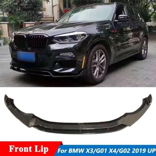 V Style Carbon Fiber Front Bumper Spoiler Lip For BMW X3 G01 X4 G02 M-Sporty Version Car 2019 Up