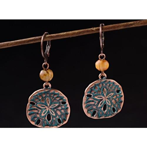Vintage Bohemian Flower Carved Ethnic Bead Drop Dangle Womens Earrings Jewelry Accessories