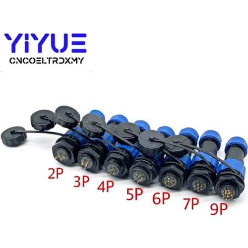 SP16 IP68 Waterproof Connector Male Plug & Female Socket 2/3/4/5/6/7/8/9 Pin Panel Mount Wire Cable Connector Aviation Plug