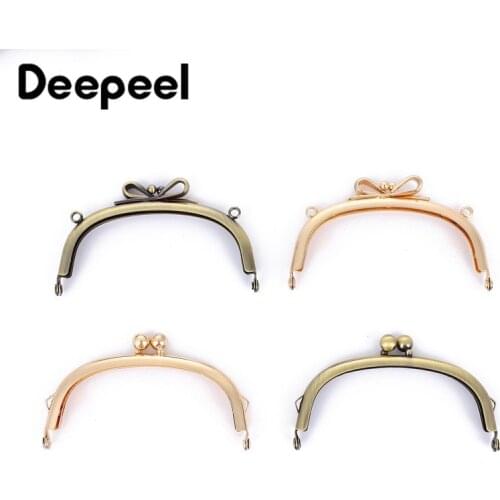 5Pcs Deepeel 10.5cm Metal Bag Handle Bow Bead Head Kiss Clasp Diy Handmade Sewing Brackets Purse Frame Handbag Accessories