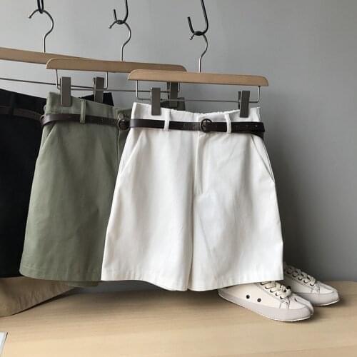 2020 Summer High Cotton Wide Leg Back Stretch Waist Women Casual Mini Shorts Pantalones Feminino