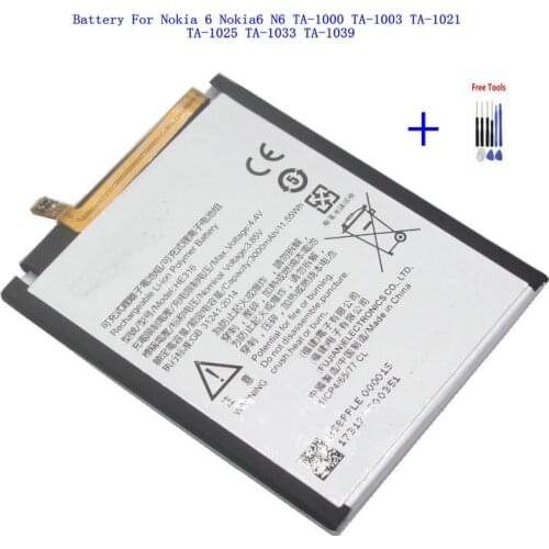 1x HE316 3000mAh Replacement Battery For Nokia 6 Nokia6 N6 TA-1000 TA-1003 TA-1021 TA-1025 TA-1033 TA-1039 + Repair Tools kit