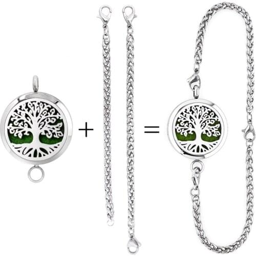 25mm Stainless Steel Bracelet Necklace Essential Oil Diffuser Perfume Removable Magnetic Locket Free 10pads as Gift Mom Fairy
