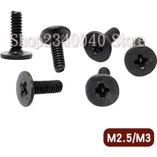25pcs/50pcs CM M2.5 M3 Carbon Steel Phillips Ultra Thin Super Low Flat Wafer Head Screw Black Cross Bolt Laptop