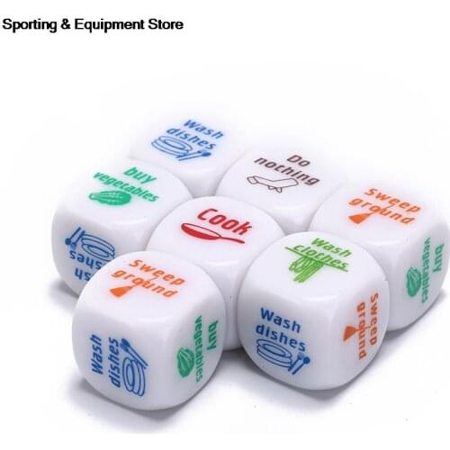 7pcs/Set 20mm House Assignment Dice wash clothes, cook, buy vegetables, wash dishes, do nothing, sweep ground Dice