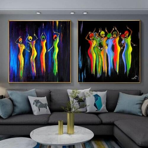 Abstract African Women Oil Painting On Canvas Wall Art Poster and Prints Modern Colorful Picture For Living Room Bedroom Decor