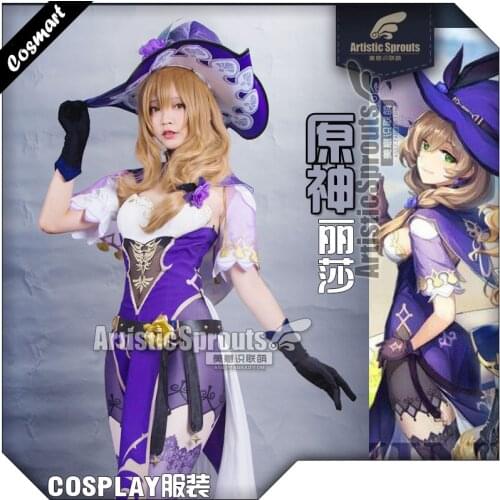 Anime Genshin Impact Cosplay Lisa Costume Cheongsam Game Suit Lovely Dress Uniform Halloween Costume For Women Girls 2021 NEW