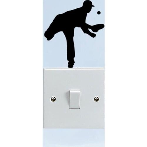 Baseball Player Livingroom Wall Sticker Home Decor Switch Decal Vinyl 6SS0482