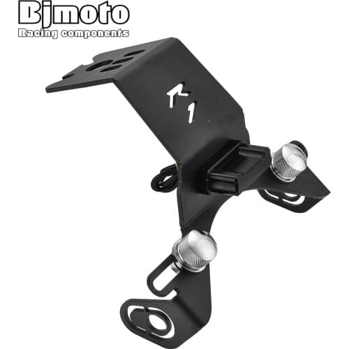 Bjmoto Motorbike YZFR1 CNC Adjustable License Number Plate Holder Bracket LED Light For Yamaha YZF R1 2004-2014 Motorcycle