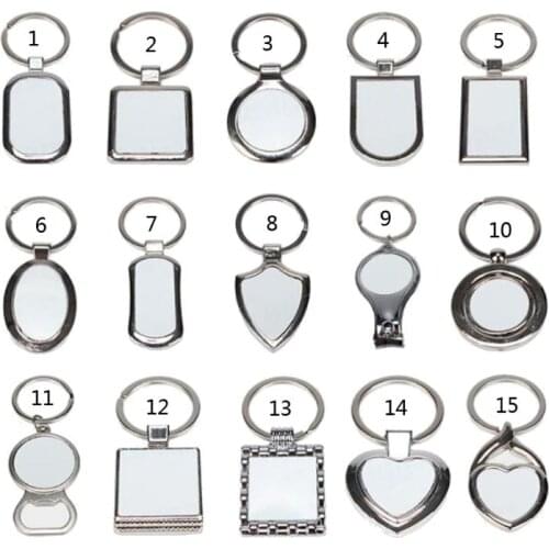 15 Shapes Sublimation Transfer Paper Blanks Keychains DIY Metal Round Key Rings Heat Press Photo Custom Jewelry Making