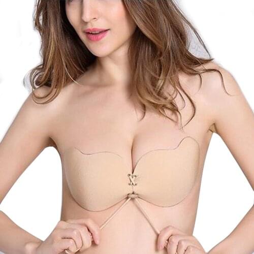 Women Self Adhesive Strapless Bandage Blackless Solid Bras For Women Sticky Silicone Push Up Invisible Sexy Bra Lady Lingeries
