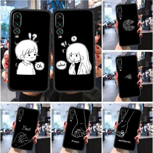 Couple Lovers Best Friends Forever Phone case For Huawei Honor 6 7 8 9 10 10i 20 A C X Lite Pro Play Frosted black trend