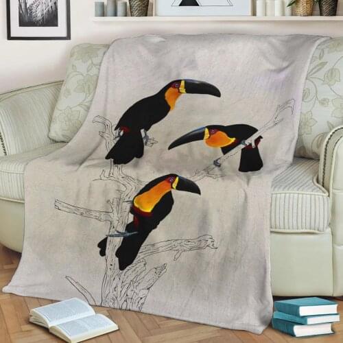 Black Billed Toucans Flannel Throw Blanket 3D Printed Keep Warm Sofa Child Blanket Home Decor Textiles Dream Family Gift