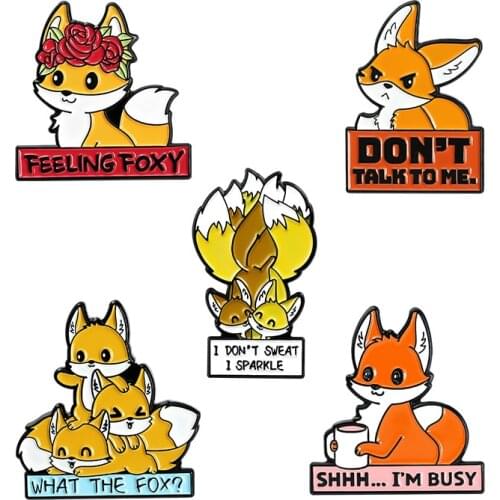 Cartoon Fox Lapel Pins Enamel Badges Anime Brooches For Women Metal Decorative Hijab Pins Badges Brooches Accessories On Clothes