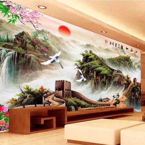 Photo Wallpaper 3D Chinese Style Landscape Murals Living Room Study Home Decor Background Wall Painting Papel De Parede 3D Sala