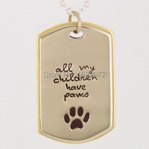 Hot selling Paws Cat/Dog Necklace low price Paw Print Tag new unique pet id tags FH890148