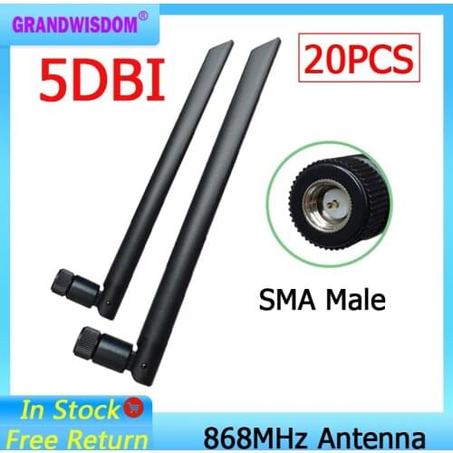 868MHz 915MHz Antenna 5dbi SMA Male Connector 20pcs GSM 915 MHz 868 MHz antena outdoor signal repeater antenne Lorawan