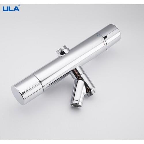 ULA Chrome Thermostatic Shower Faucets Set Bathroom Thermostatic Mixer Tap Hot Cold Bathroom Mixer Mixing Valve Bathtub Faucet