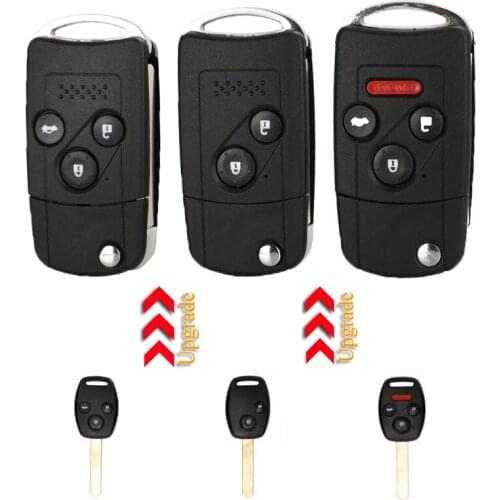Kutery 2/3/4 Buttons Modified Flip Replacement Remote Car Key Shell Case Fob For Honda Accord Civic With Rubber pad