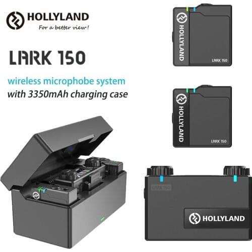 Hollyland LARK 150 2-in-1 Wireless Microphone System Kit Portable Mini Lapel Mic for DSLR Camera Camera iPhone Android Phones