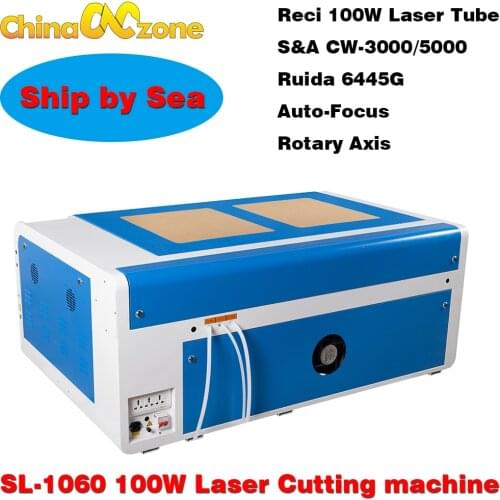CN Ship Laser Cutting Engraving 1060 100W RECI W2 Laser Tube Auto Focus Machine CO2 USB DSP Ruida 6445G System 1000*600mm