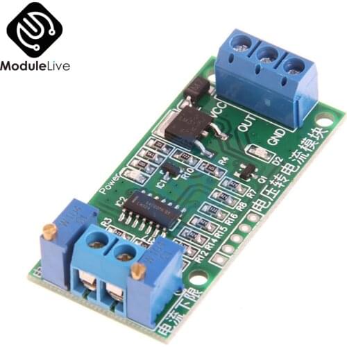 Linear Conversion Voltage to Current Transmitter Signal Module 0-5V to 4-20mA Power DC 12V~24V Potentiometer Adjustment DIY KIT