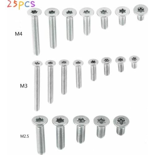 M 2.5 M3 M4 304 A2 Stainless Steel Torx Screws Flat Head Countersunk Hex Sockets