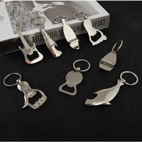 1pcs Metal Beer Keychain Bottle Opener Shark/Guitar Style Kitchen Accessories Wedding Party Favor Gifts For Guests